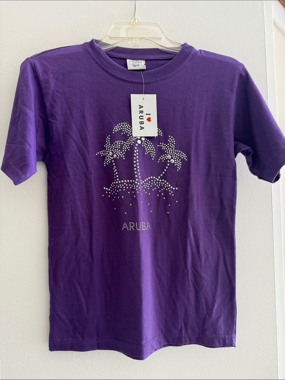 NWT Aruba Palm Tree Studded Tee